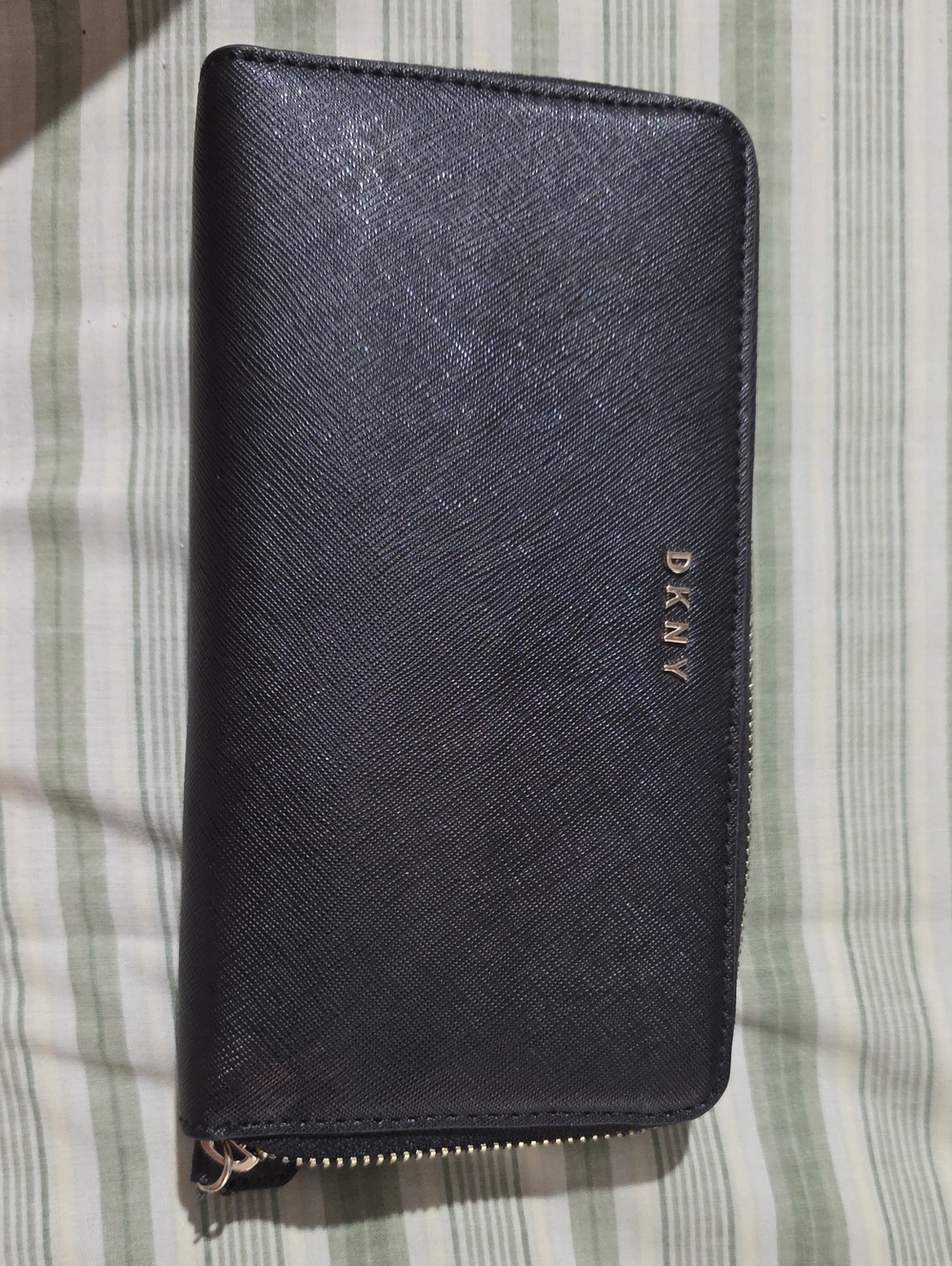 DKNY Black Saffiano Zip Wallet for Men